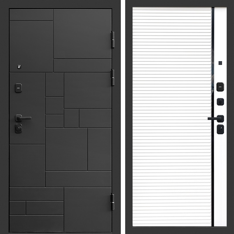 Входная дверь Квадро фл-248 Белый матовый, черная вставка 47860