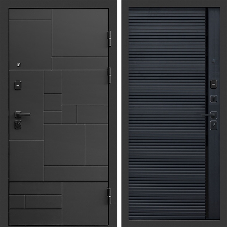 Входная дверь Квадро фл-248 Черный кварц, вставка черный молдинг 47861