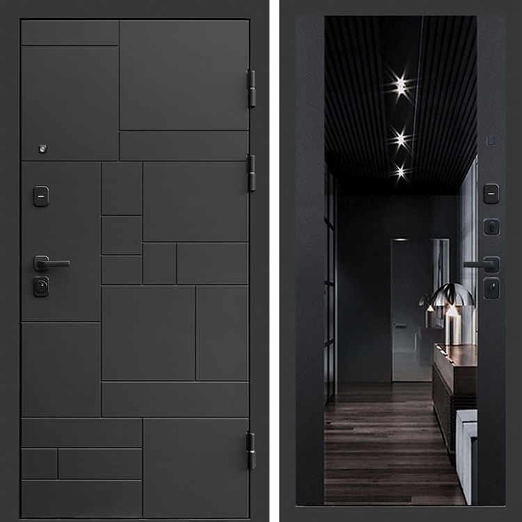 Входная дверь Квадро фл-252 с зеркалом Черный кварц 47876