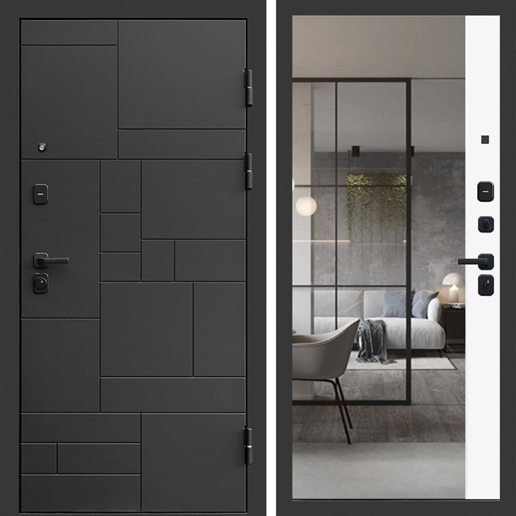 Входная дверь Квадро с зеркалом фацет Белый софт 47880