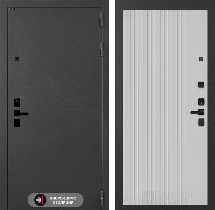 Входная металлическая дверь Лабиринт ACUSTIC 29 - Белый рельеф софт 48108