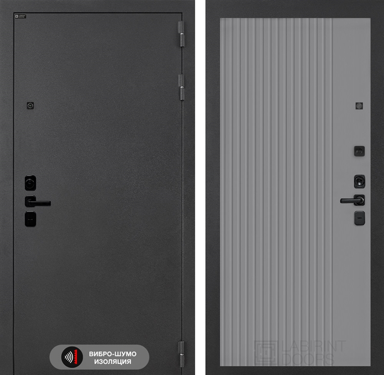 Входная металлическая дверь Лабиринт ACUSTIC 29 - Серый рельеф софт 48109