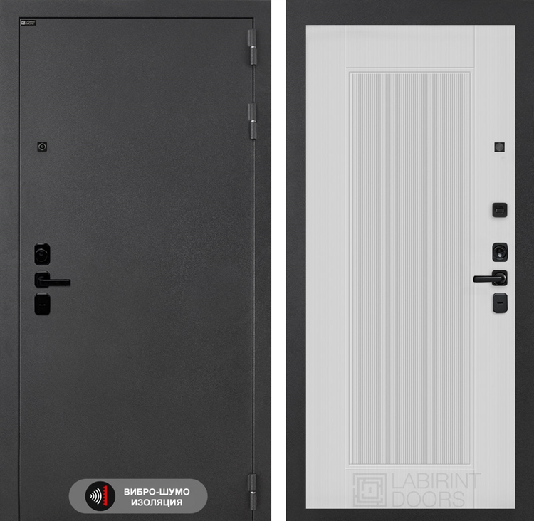 Входная металлическая дверь Лабиринт ACUSTIC 30 - Белый рельеф софт 48111