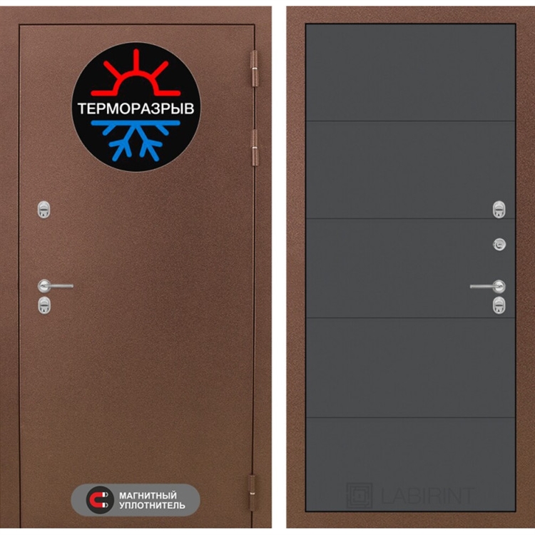 Входная металлическая дверь Лабиринт Термо Магнит 13 - Графит софт 3905579