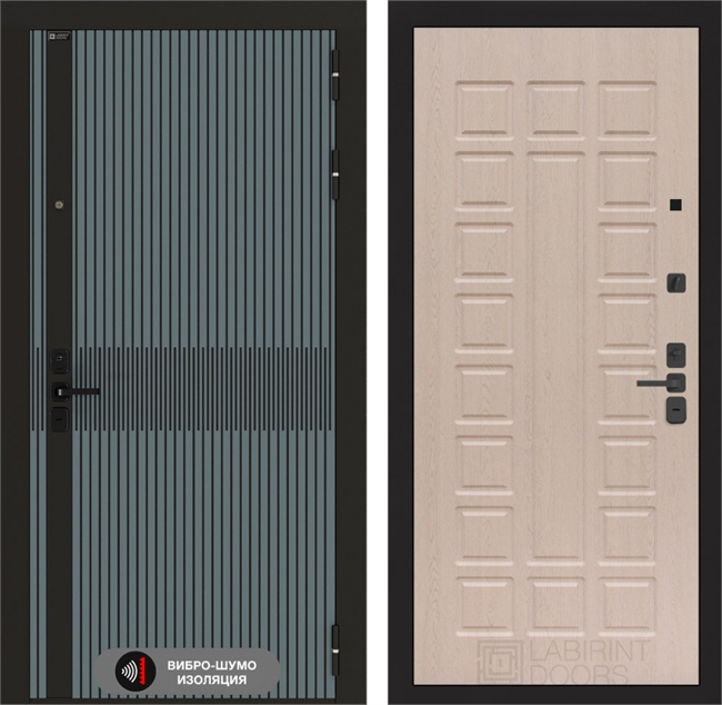Входная металлическая дверь Лабиринт ISSIDA 04 - Беленый дуб 48804
