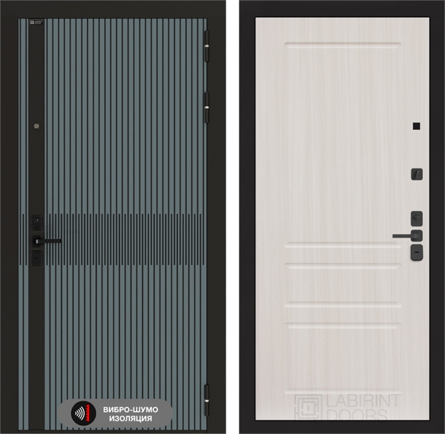 Входная металлическая дверь Лабиринт ISSIDA 03 - Сандал белый 48789