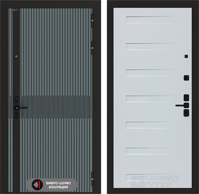 Входная металлическая дверь Лабиринт ISSIDA 14 - Дуб кантри белый горизонт 48815