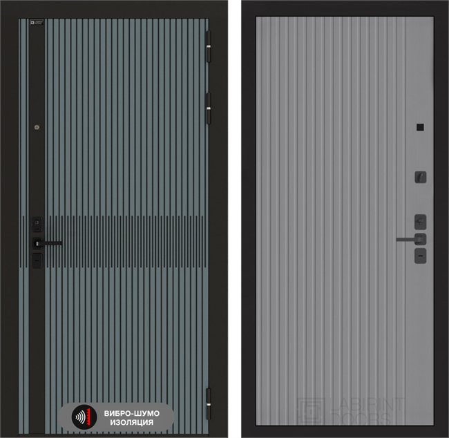 Входная металлическая дверь Лабиринт ISSIDA 29 - Серый рельеф софт 48820
