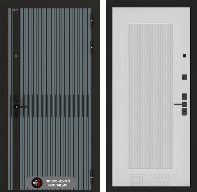 Входная металлическая дверь Лабиринт ISSIDA 30 - Белый рельеф софт 48822