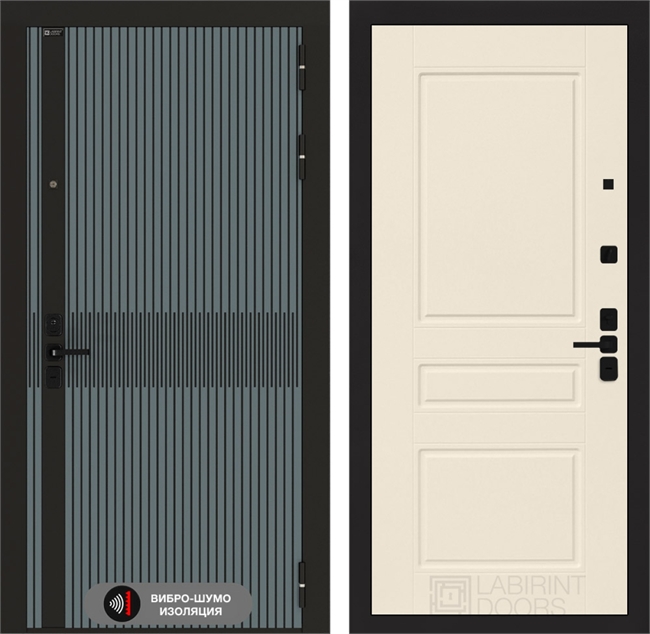 Входная металлическая дверь Лабиринт ISSIDA 03 - Крем софт 48793