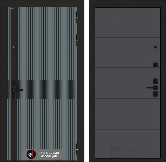Входная металлическая дверь Лабиринт ISSIDA 13 - Графит софт 48795