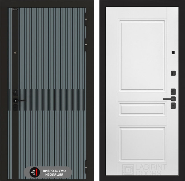 Входная металлическая дверь Лабиринт ISSIDA 03 - Белый софт 48778