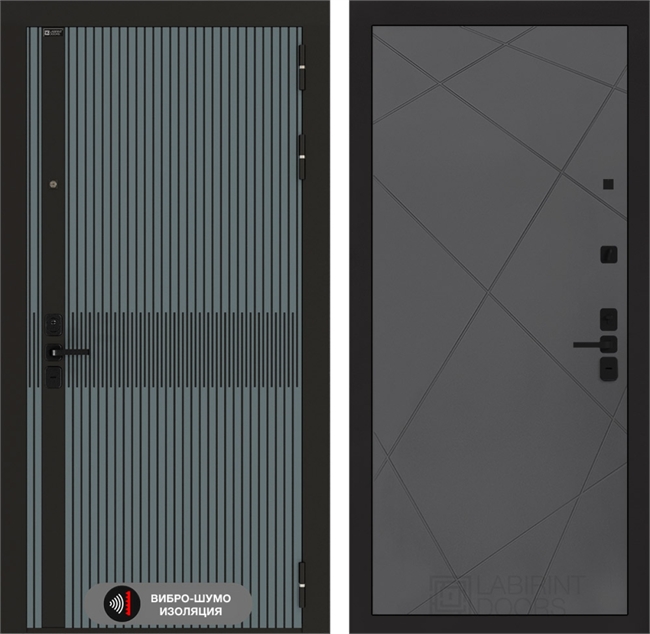 Входная металлическая дверь Лабиринт ISSIDA 24 - Графит софт 48785