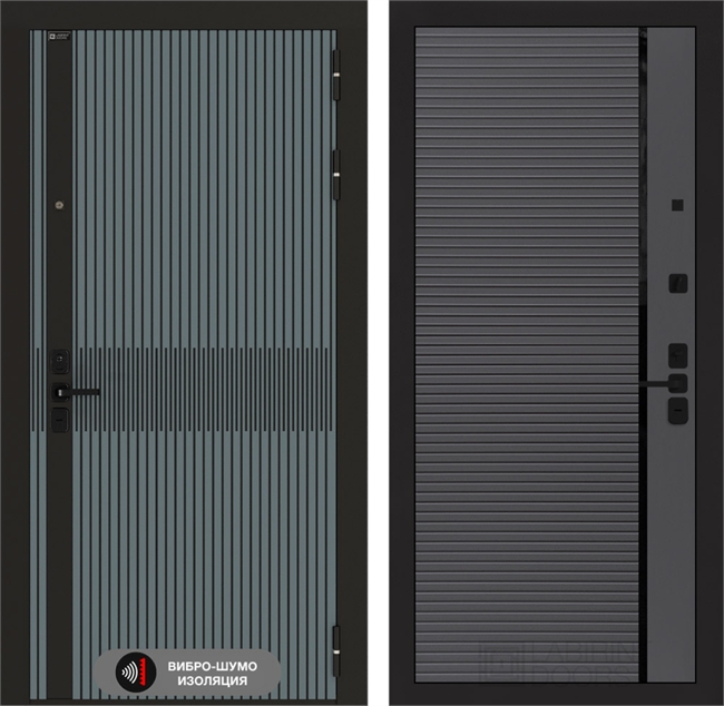 Входная металлическая дверь Лабиринт ISSIDA 22 - Графит софт, черная вставка 48767