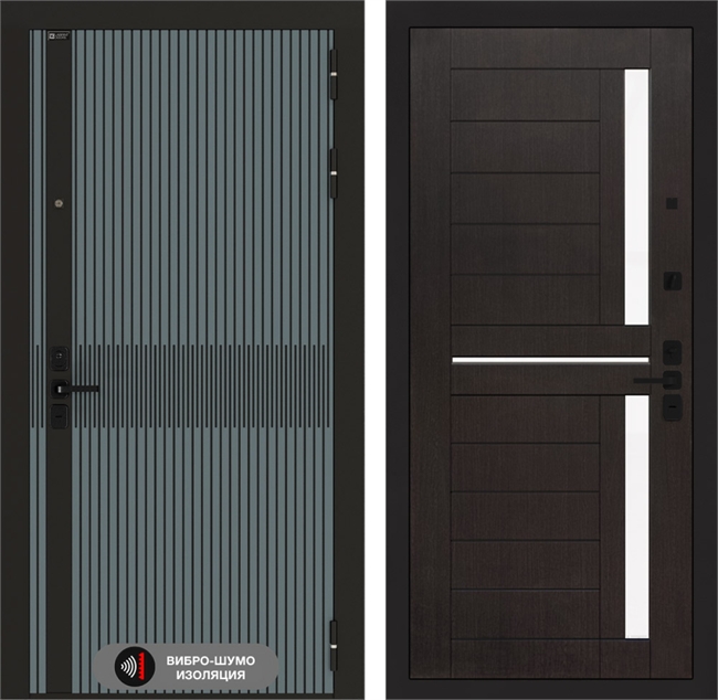 Входная металлическая дверь Лабиринт ISSIDA 02 - Венге, стекло белое 48797