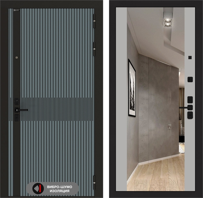 Входная металлическая дверь Лабиринт ISSIDA с Зеркалом Максимум - Грей софт 48770