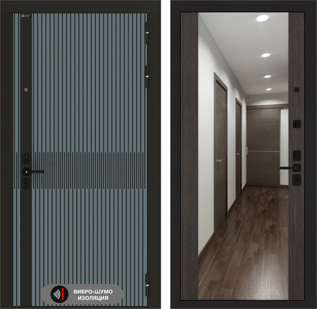 Входная металлическая дверь Лабиринт ISSIDA с Зеркалом Максимум - Венге 48772