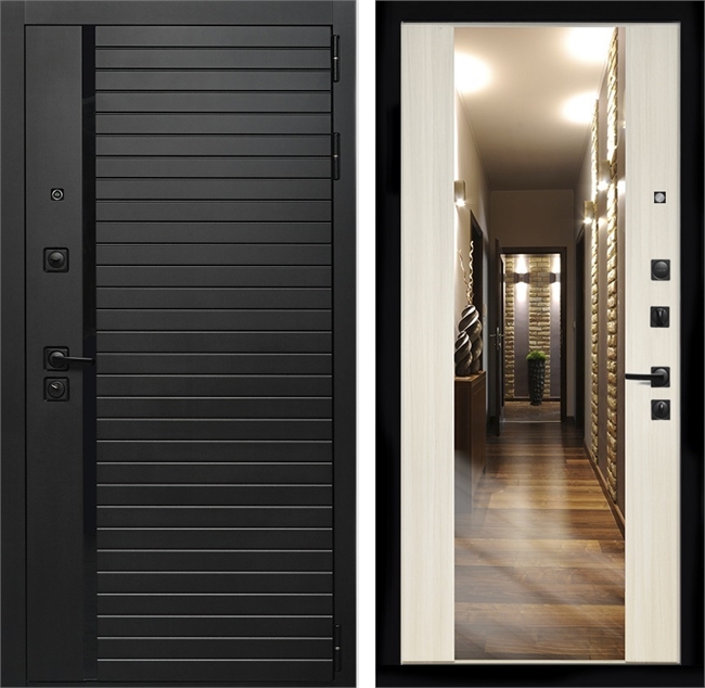 Входная дверь Интеко Агат сб-16 Сандал белый - с зеркалом 48903