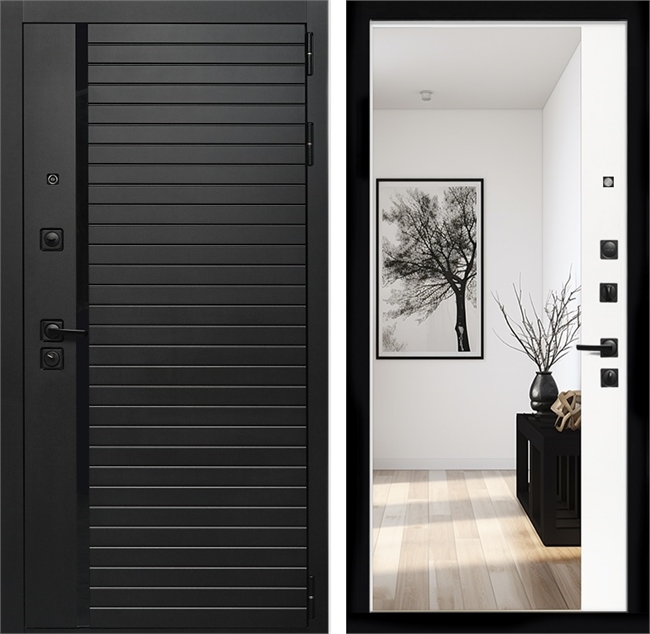 Входная дверь Интеко Агат Белый мат - с зеркалом панорама 48904