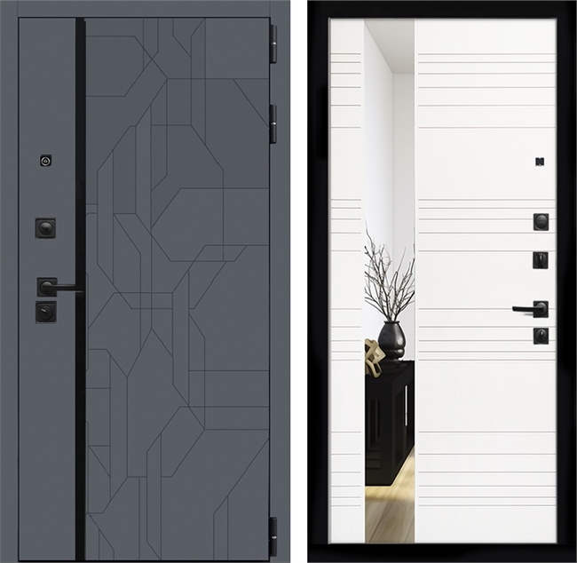 Входная дверь Интеко Верона Сити Белый мат - с зеркалом 48923