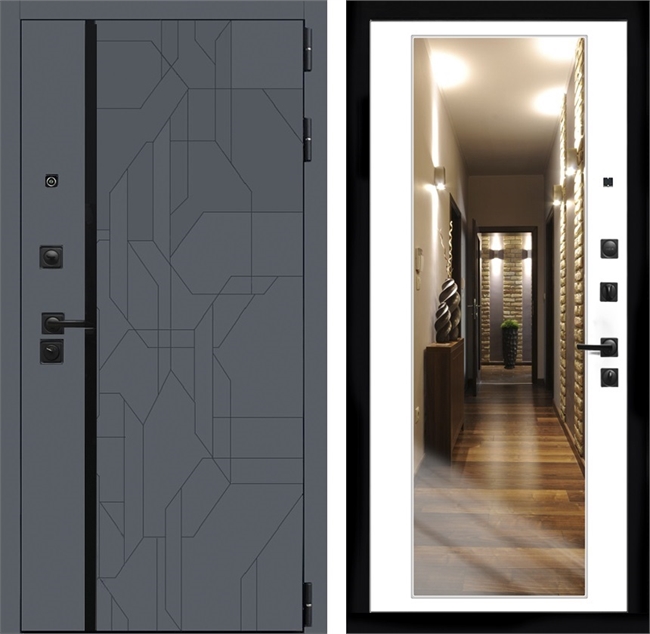 Входная дверь Интеко Верона Белый мат - с зеркалом 48924