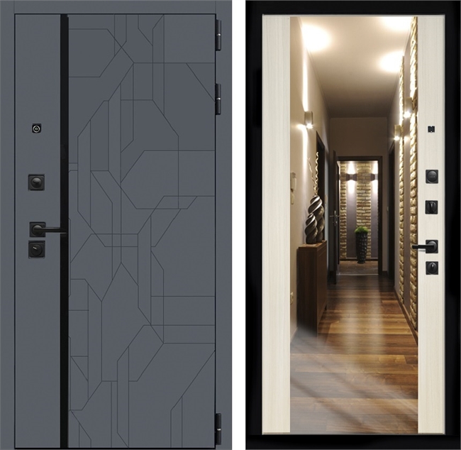 Входная дверь Интеко Верона сб-16 Сандал белый - с зеркалом 48931