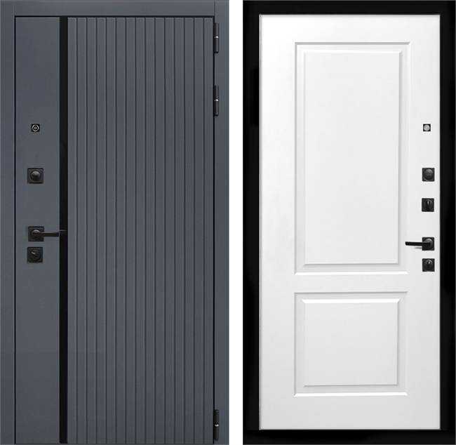 Входная дверь Интеко Агат Графит фл-117 Белый мат 48975
