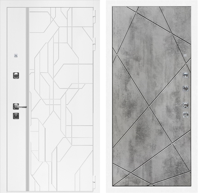 Входная дверь Интеко Верона Белый мат Лучи Бетон светлый 49037