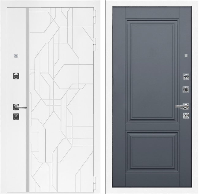 Входная дверь Интеко Верона Белый мат фл-117 Графит 49039