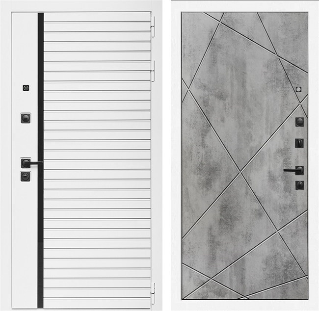 Входная дверь Интеко АГАТ Белая Лучи Бетон светлый 49065