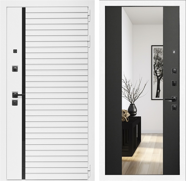 Входная дверь Интеко АГАТ БелаяБелая сб-16 Венге - с зеркалом 49077