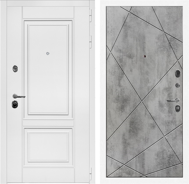 Входная дверь Интеко Афина Белая Лучи Бетон светлый 49086
