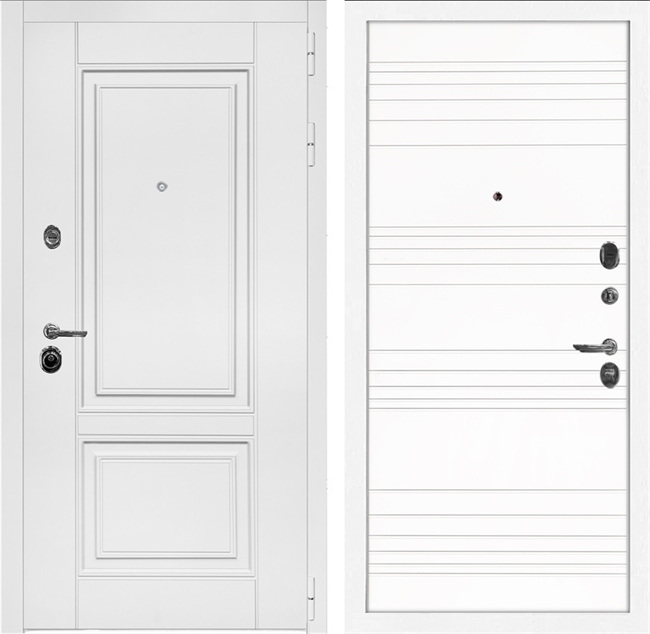 Входная дверь Интеко Афина Белая Горизонт дуб кантри 49107