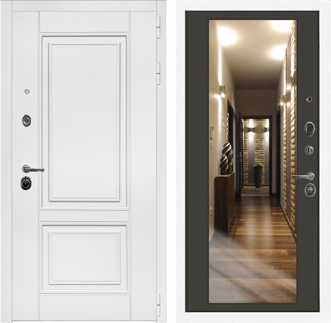 Входная дверь Интеко Афина Белая Венге - с зеркалом 49094