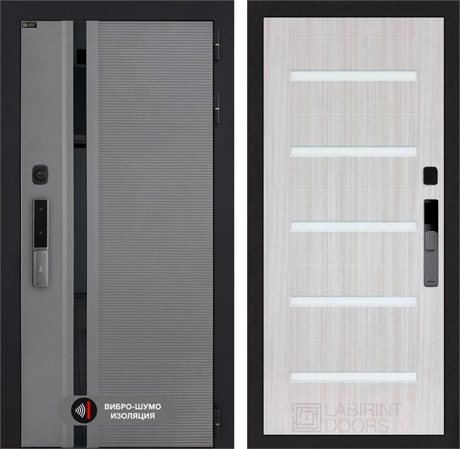 Входная дверь Пиано Смарт 2.0 панель 01 - Сандал белый, стекло белое 55458