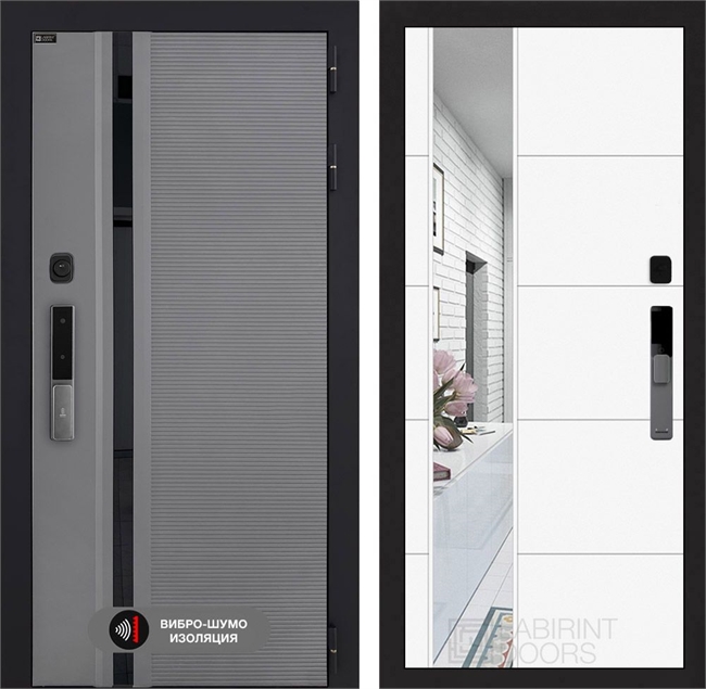 Входная дверь Пиано Смарт 2.0 с зеркалом 19 - Белый софт 55466