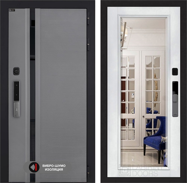 Входная дверь Пиано Смарт 2.0 с зеркалом Фацет - Белый софт 55476