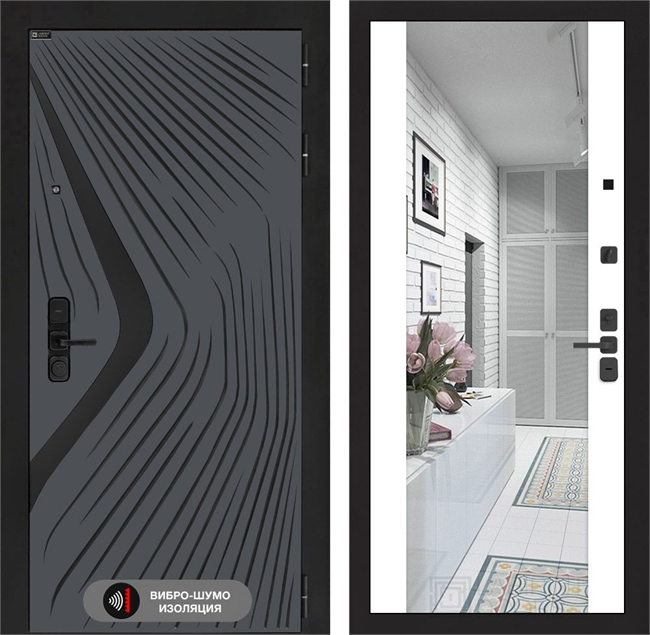 Входная дверь Лабиринт LEOLAB с Зеркалом Максимум - Белый софт 55493