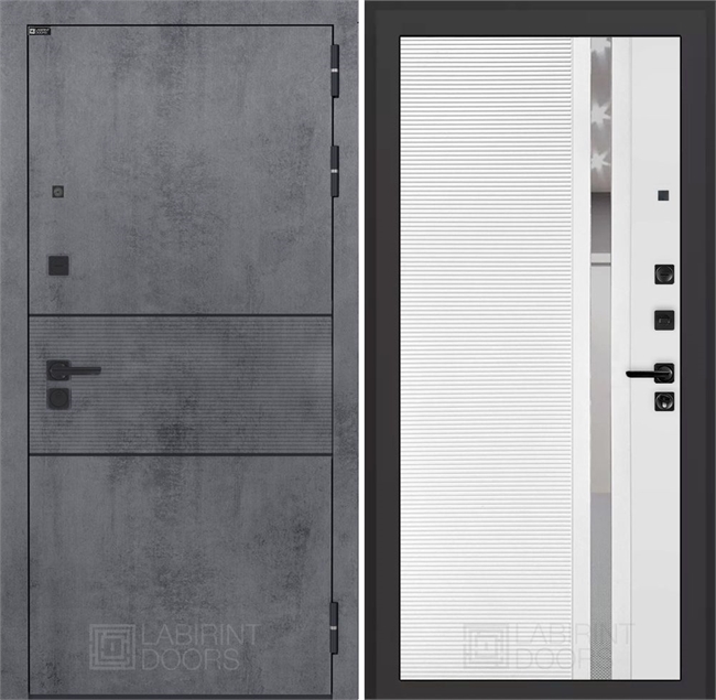 Входная дверь ИНФИНИТИ 31 - Белый софт, зеркальная вставка с тонировкой 55555