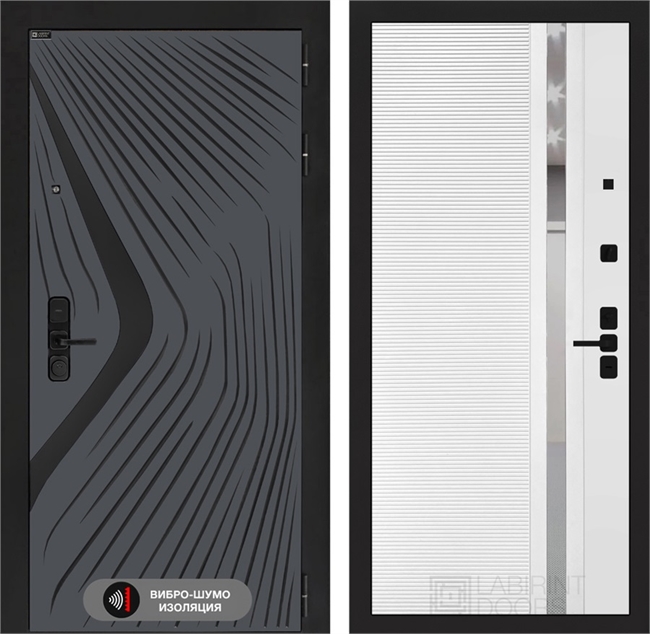 Входная дверь LEOLAB 31 - Белый софт, зеркальная вставка с тонировкой 55571