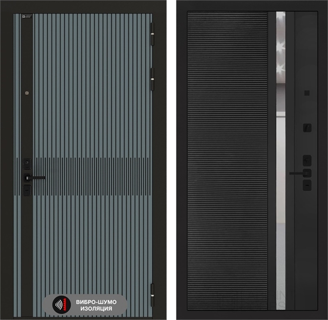 Входная дверь Иссида 31 - Черный кварц, зеркальная вставка с тонировкой 55576