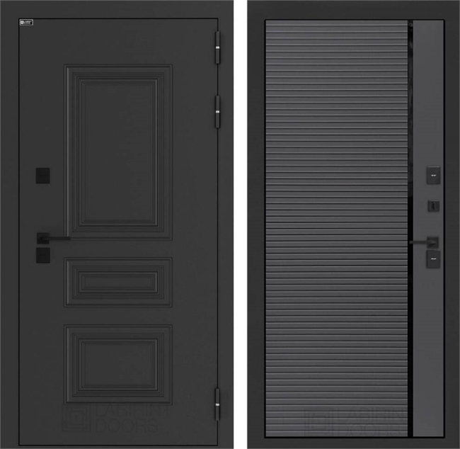 Входные двери Аляска лайт с терморазрывом 22 - Графит софт, черная вставка 55596