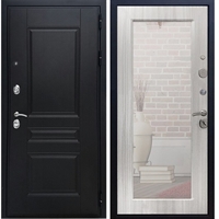 Входная металлическая дверь Премиум - Н с Зеркалом пастораль Сандал белый 7777