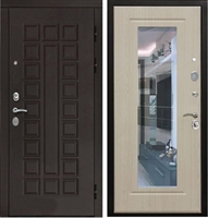 Входная металлическая дверь Монолит  СБ-120 с Зеркалом Беленый дуб 15014