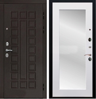 Входная металлическая дверь Монолит СБ-121 с Зеркалом Белый силк сноу 15023