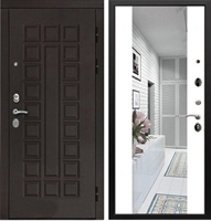 Входная металлическая дверь Монолит СБ-16 с Зеркалом Белый силк сноу 15024