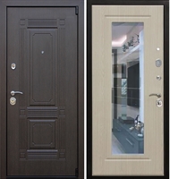 Входная металлическая дверь АСД Викинг Беленый дуб с Зеркалом 15582