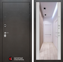 Входная металлическая дверь Лабиринт SILVER с Зеркалом Максимум - Сандал белый 1515616