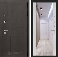 Входная металлическая дверь Лабиринт URBAN с Зеркалом Максимум - Сандал белый 2139179