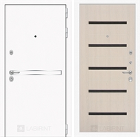 Входная металлическая дверь Лабиринт Лайн WHITE 01 - Беленый дуб, стекло черное 2480814